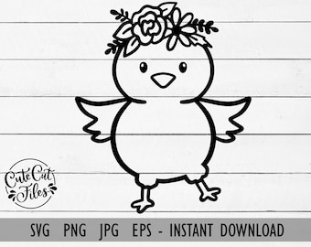 Easter Chick SVG PNG | Floral Easter Chick svg | Chicken svg | Baby Chick svg | Farm Life svg | Farm Animal svg | Happy Easter svg
