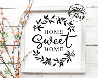 Corona "Hogar, dulce hogar" SVG/Archivo de corte floral (Descarga digital)