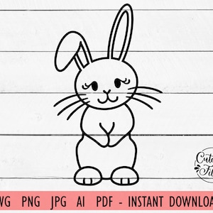 Bunny Outline SVG PNG | Bunny Standing SVG | Rabbit Clip Art | Bunny Clipart | Easter Bunny svg | Easter Cut File | Easter svg