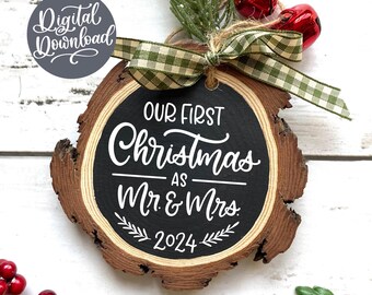 First Christmas as Mr and Mrs 2024 SVG PNG | Our First Christmas svg | Newlywed Ornament svg | Merry and Married 2024 svg