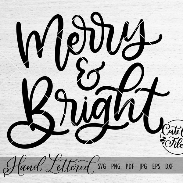Merry and Bright SVG PNG DXF | Merry and Bright Clipart | Christmas Clipart | Christmas Cut File | Holiday Cut File | Cricut | Silhouette