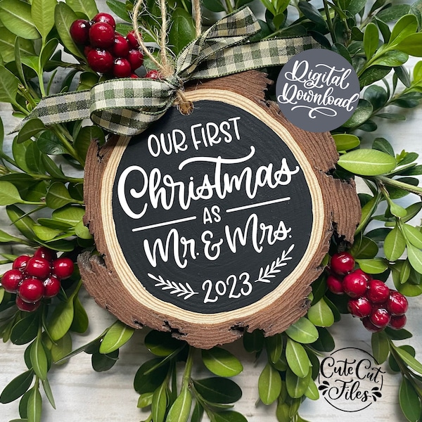 First Christmas as Mr and Mrs 2023 SVG PNG | First Christmas Married svg | Our First Christmas Ornament 2023 svg | First Christmas Cut File