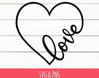 Love Script Heart SVG PNG DXF | Heart Love Cut File | Valentine's Day svg | Heart Clipart | Heart Cut File | Love svg