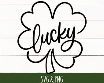 Lucky Shamrock SVG PNG | Lucky Script Four Leaf Clover svg | St. Patrick's Day svg | St Patricks Day Shamrock svg | Lucky Cut File