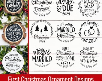 First Christmas Ornament Designs SVG PNG | Merry and Engaged 2024 SVG | First Home Ornament svg | Mr and Mrs svg | Expecting Ornament svg