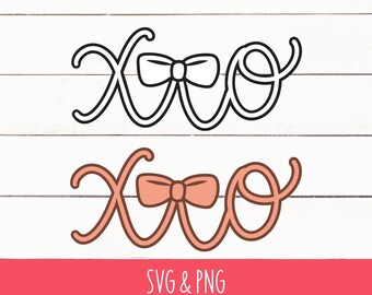 XOXO Bow SVG PNG Valentine's Day Download Coquette Bow