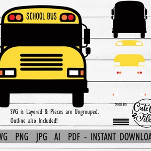 School Bus SVG PNG | School Bus Clipart | Front of School Bus | Yellow Bus svg | School Clip Art