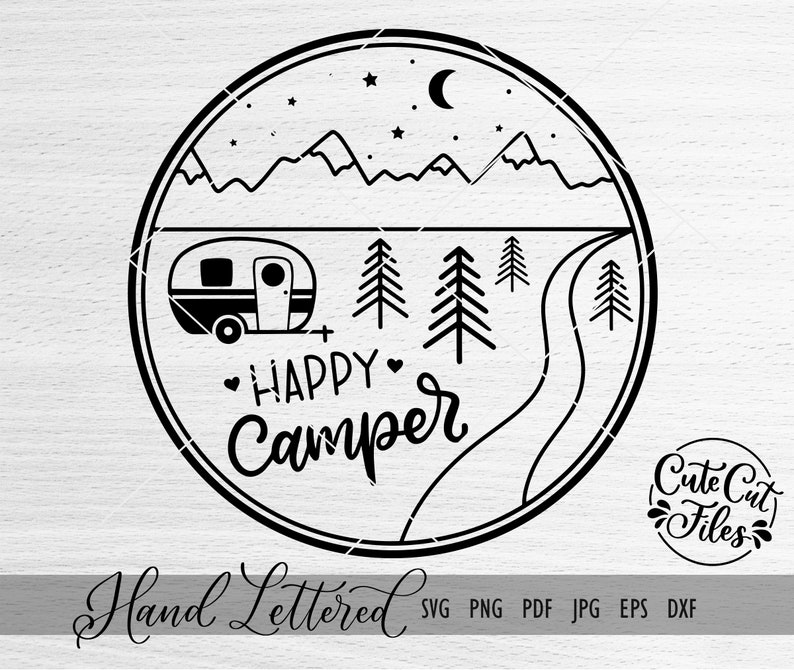 Happy Camper SVG DXF PNG Happy Camper Clipart Summer - Etsy