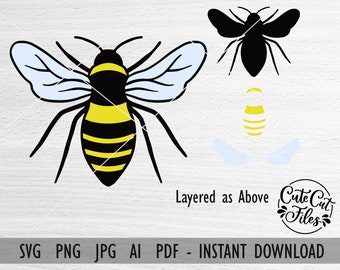 Bee SVG PNG AI | Bee Color Cut File | Bee Clipart | Bee Cut File | Bee Layered Cut File | Bee Clip Art