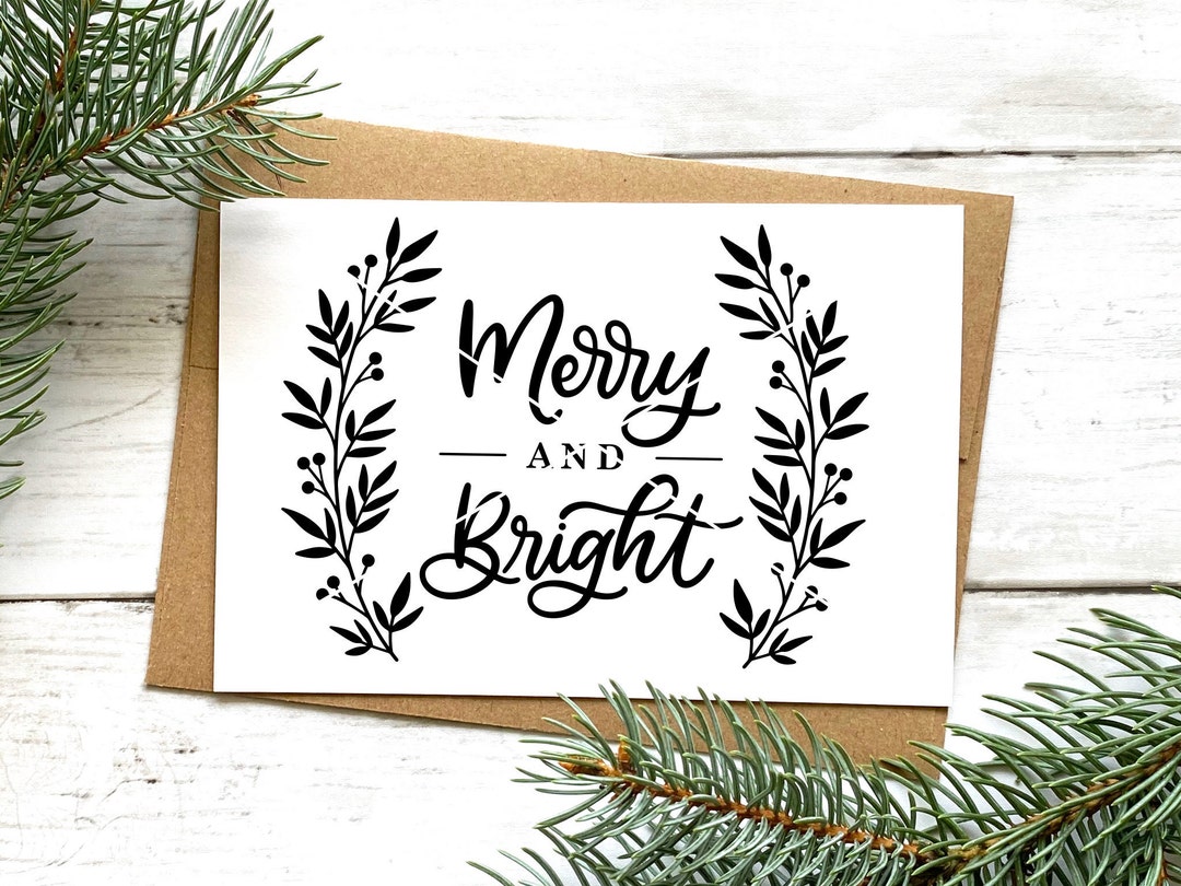 Merry and Bright Christmas SVG | Holly Berry Wreath Clipart (digital ...