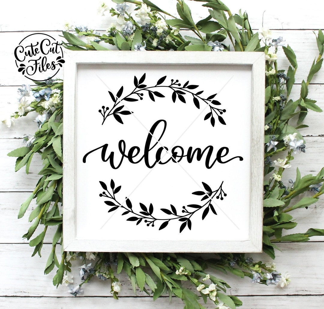 Welcome Wreath SVG | Floral Sign Cut File (digital Download) - Etsy