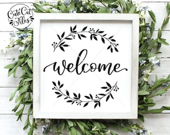 Welcome Wreath SVG | Floral Sign Cut File (Digital Download)