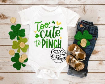 Too Cute to Pinch SVG | Kids St. Patrick's Day Shirt (Digital Download)