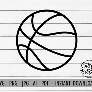 Basketball Outline SVG PNG | Basketball Clipart | Basketball Cut File | Basketball Clip Art File