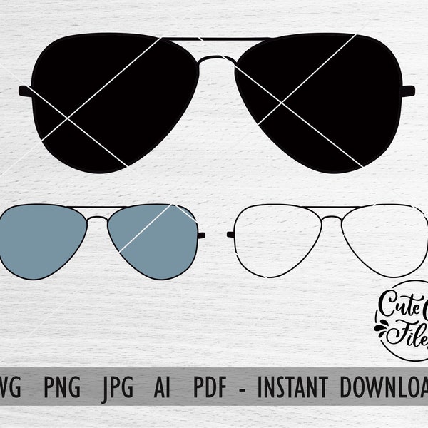 Aviators SVG PNG AI | Sunglasses Clipart | Aviators Cut File | Aviators Clip Art | Summer svg | Sunglasses svg Cut File