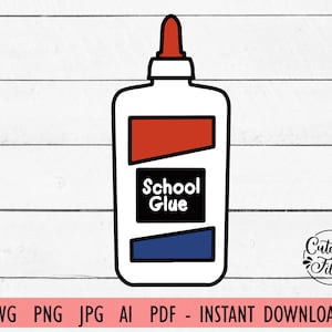 Glue bottles, Glue Sticks and blobs Clipart, Back to School