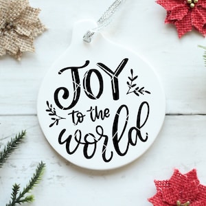 Alegría para el mundo SVG PNG DXF / Archivo de corte navideño / Decoración navideña svg / Camiseta navideña svg / Adorno navideño redondo svg