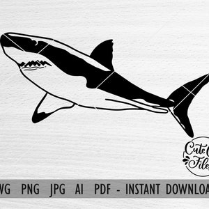 Shark SVG PNG AI | Shark Cut File | Shark Clipart | Shark Cutting File | Shark Outline Clip Art