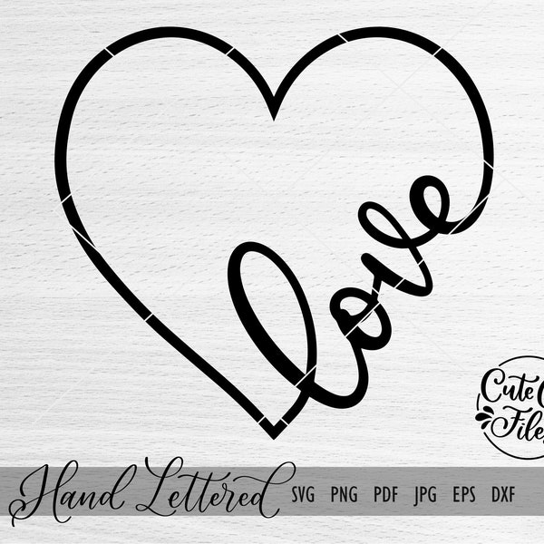 Love Script Heart SVG PNG DXF | Heart Love Cut File | Valentine's Day svg | Heart Clipart | Heart Cut File | Love svg