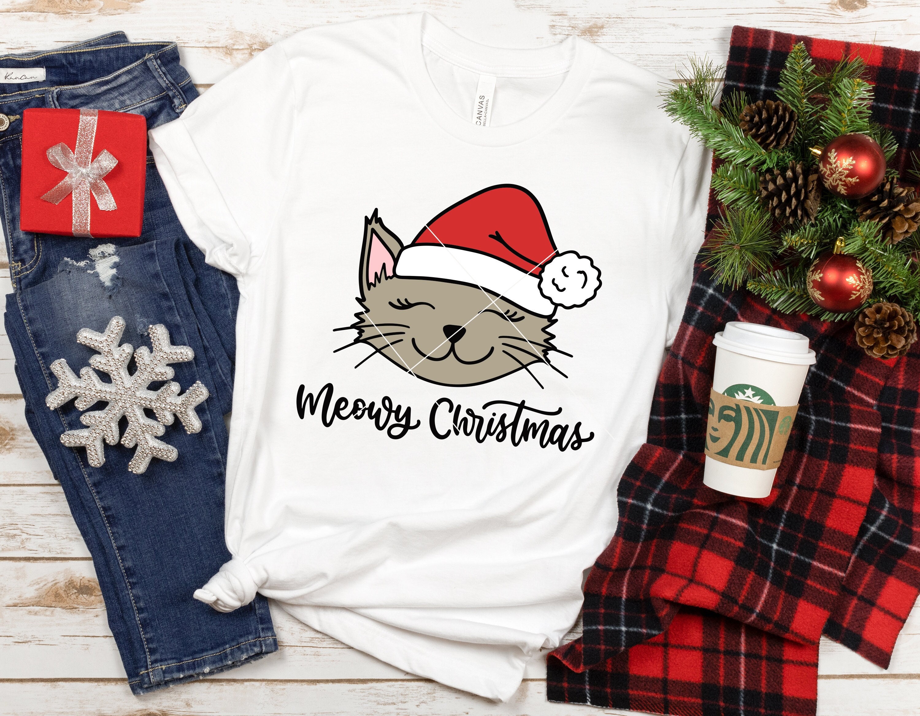 Meowy Christmas SVG PNG DXF Cat Christmas Svg Cat Etsy UK