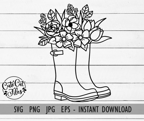 Floral Boots SVG PNG | Flower Rainboots SVG | Boots with Flowers Cut File | Sring svg | Boquet Boots svg | Happy Spring svg | Floral svg