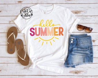 Hola Verano SVG PNG DXF / Camisa de Verano svg / Hola Sol svg / Amor de Verano svg / Descarga Digital de Verano / Archivo de Corte de Verano