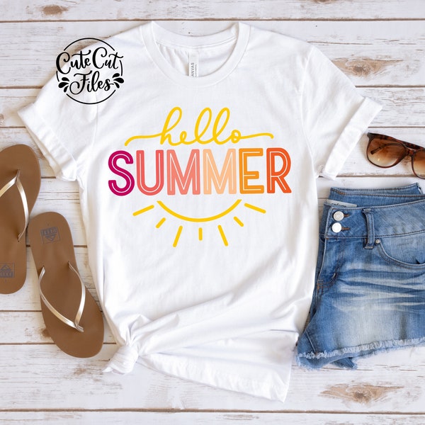 Hello Summer SVG PNG DXF | Summer Shirt svg | Hello Sunshine svg | Summer Love svg | Summer Digital Download | Summer Cut File