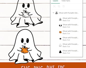 Cute Ghost SVG PNG | Ghost with Pumpkin SVG | Happy Ghost svg | Pumpkin svg | Halloween Clipart | Baby Ghost svg | Halloween svg