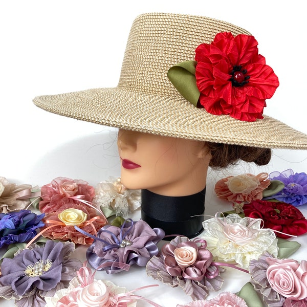 Flower for hat, Ribbon Flower, Millinery flower, Hat decoration, handmade flower, Necktie,