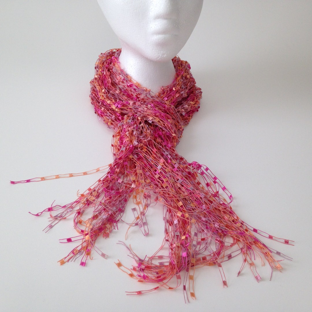 Light Pink Ribbon Scarf, Fancy Scarf, Elegant Scarf, Chic Scarf, Ladder