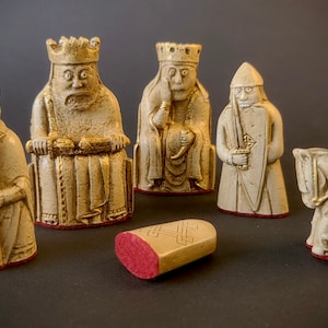 Lapis  Milites (Stone Army): Hand-Painted Isle of Lewis Chess Set, c.1990