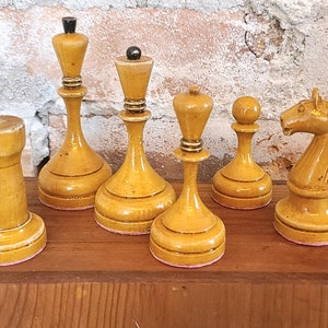 1933 Botvinnik Flohr-I Soviet Chess Set- Chess Pieces Only - Ebonised