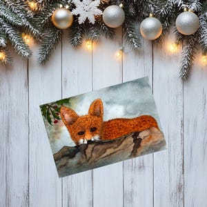 Entzückende Luxus Fuchs Weihnachtskarte | Handgemachter Weihnachtsgruß | Naturinspirierte Kunst