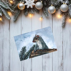 Skurrile Luxus Eichhörnchen Weihnachtskarte | Entzückender Weihnachtsgruß | Von der Natur inspirierte Kunst | Karte für Papa