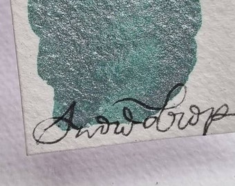 Handmade vegan watercolour paint | pale mint green iridescent shimmer | Snowdrop | Calligraphy Ink | Brush Lettering Paint