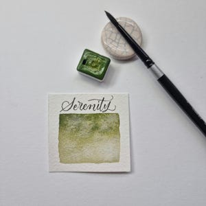 Unique Handmade Watercolour | Green Yellow Variations - Artistic Gift for Color Lovers | granulating separating | Serenity