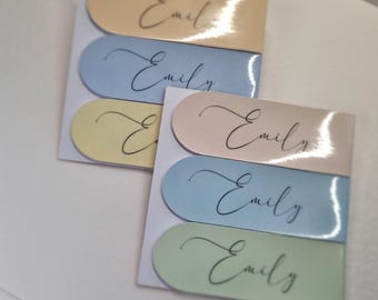 Personalized Magnetic Bookmark Set – Pastel Colors, Custom Font (3 Pack)