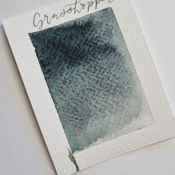 Handmade vegan watercolour paint | granulating separating green blue purple | Grasshopper | Christmas Cocktail collection