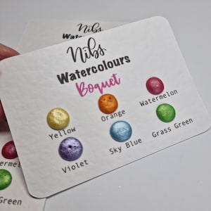 Dot Card-collectie | Glitter aquarel | Handgemaakte verf | Shimmer sampler | Kalligrafie-inkt | Borstelbelettering | cadeau voor haar | BOQUET