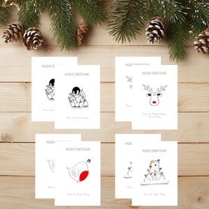 Lot de cartes de Noël faites main gaies - 4 modèles fantaisistes et mignons, personnalisés pour les personnes que vous aimez | lot de 8