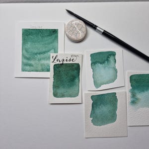 Handmade watercolour paint | green/brown granulating/separating |  Lazise | gift for artist