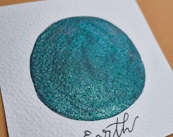 Earth | Handmade vegan watercolour paint | black/green iridescent semi Chrome  | Calligraphy Ink | Brush Lettering Paint