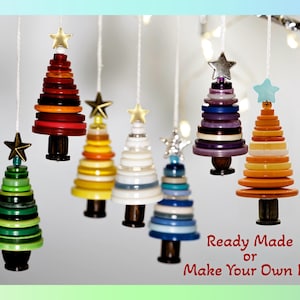 Button Christmas Tree Decoration, Make Your Own Kit or Ready Made, Christmas Ornaments, Stocking Stuffer, Mini Christmas Tree, Xmas Activity