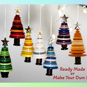 Button Christmas Tree Decoration, Make Your Own Kit or Ready Made, Christmas Ornaments, Stocking Stuffer, Mini Christmas Tree, Xmas Activity