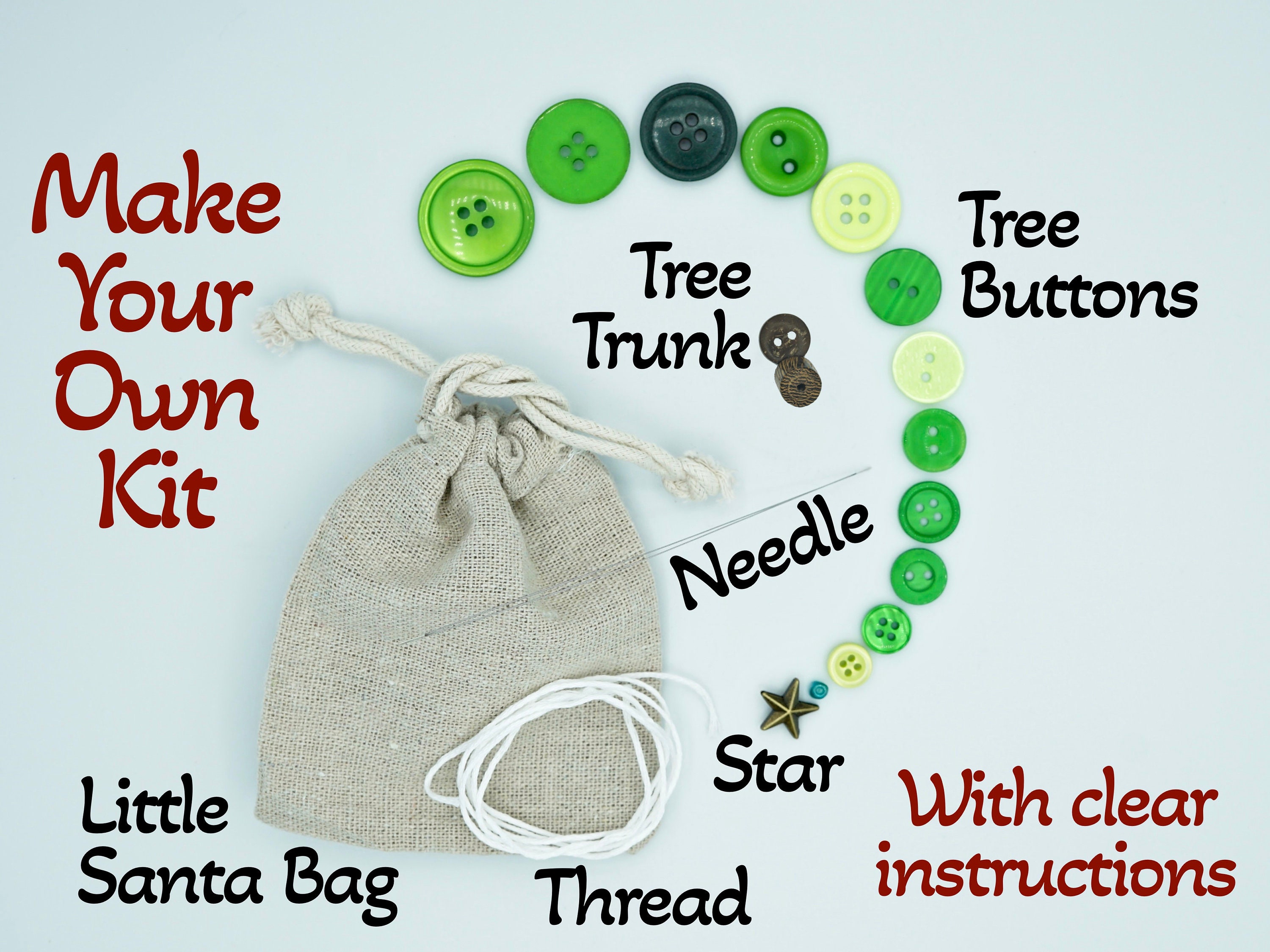 Button Christmas Tree Decoration, Make Your Own Kit or Ready Made, Christmas Ornaments, Stocking Stuffer, Mini Christmas Tree, Xmas Activity
