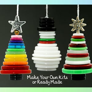 Make Your Own Kit, Button Christmas Tree Ornament or Button Snowman ~ great for Family Christmas Crafts ~ Stocking Stuffer, Xmas Activity