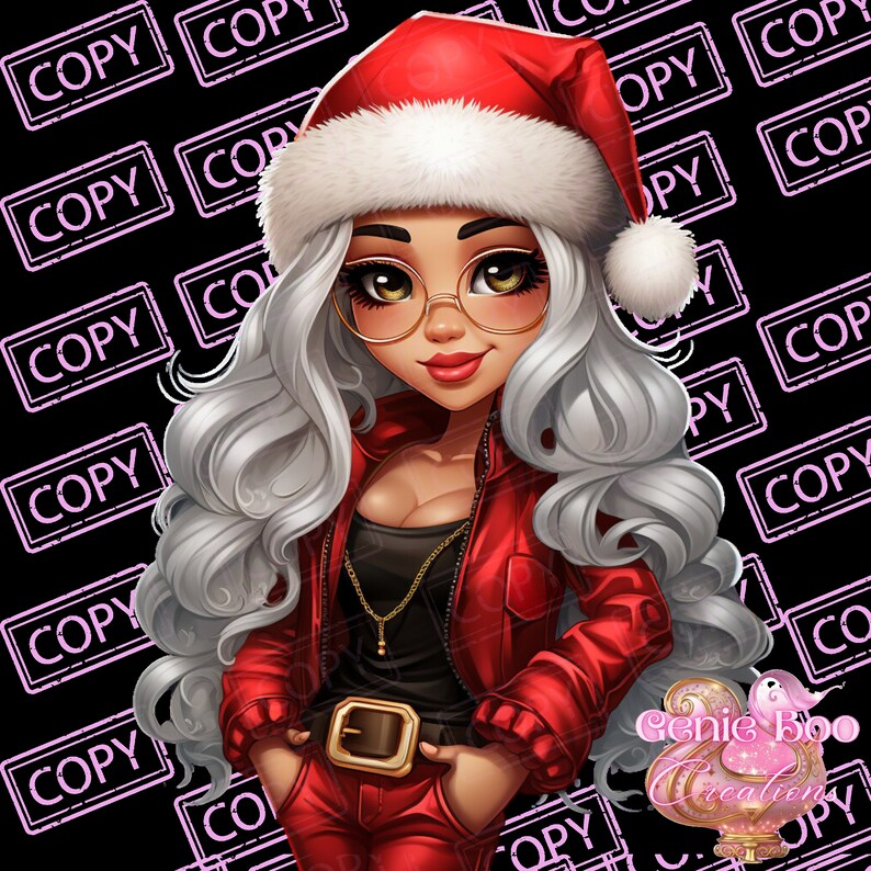 Beautiful Anime Mrs Claus, 5 PNG Digital Files/clip Arts/journal