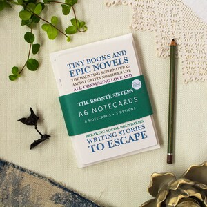 Juego de tarjetas de notas de las hermanas Brontë, Regalo de papelería para amantes de los libros, Paquete de ocho tarjetas de notas con citas literarias