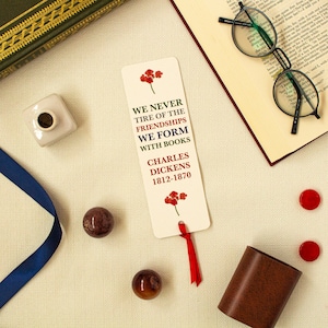 Charles Dickens Bookmark / Stationery Gift for Book Lover / Literary Quote Bookmark / Ribbon Bookmark