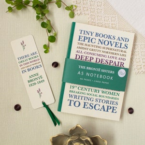 Brontë Sisters Set de regalo de marcapáginas y libreta / Set de regalo de papelería para amantes de los libros / Set de regalo literario